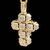 10k Yellow Gold 6.5CT Baguette Diamond Cross Cageback Pendant 15.3g Mens Charm
